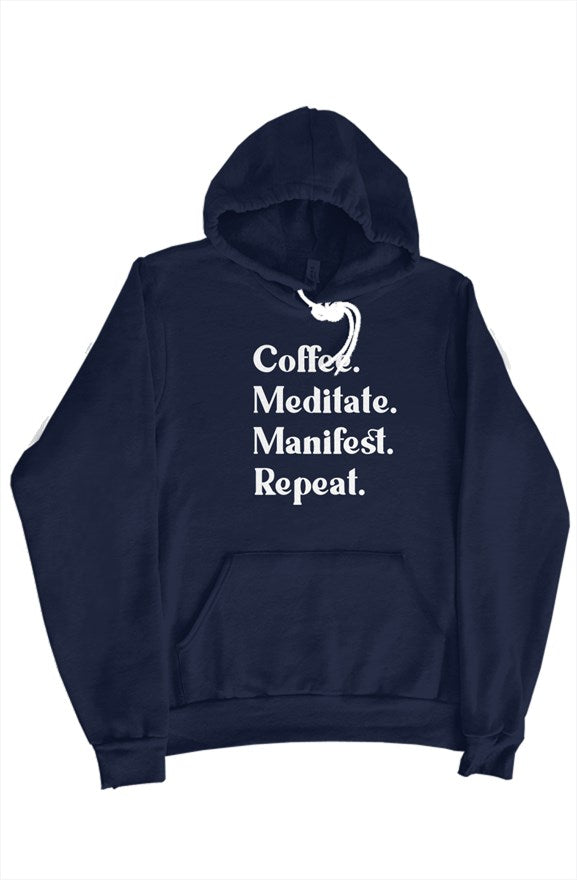 Coffee Meditate Manifest Repeat Fleece Hoodie